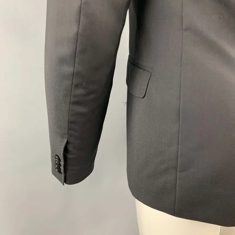 D&G by DOLCE & GABBANA 36 R Black Solid Wool Notch Lapel Sport Coat